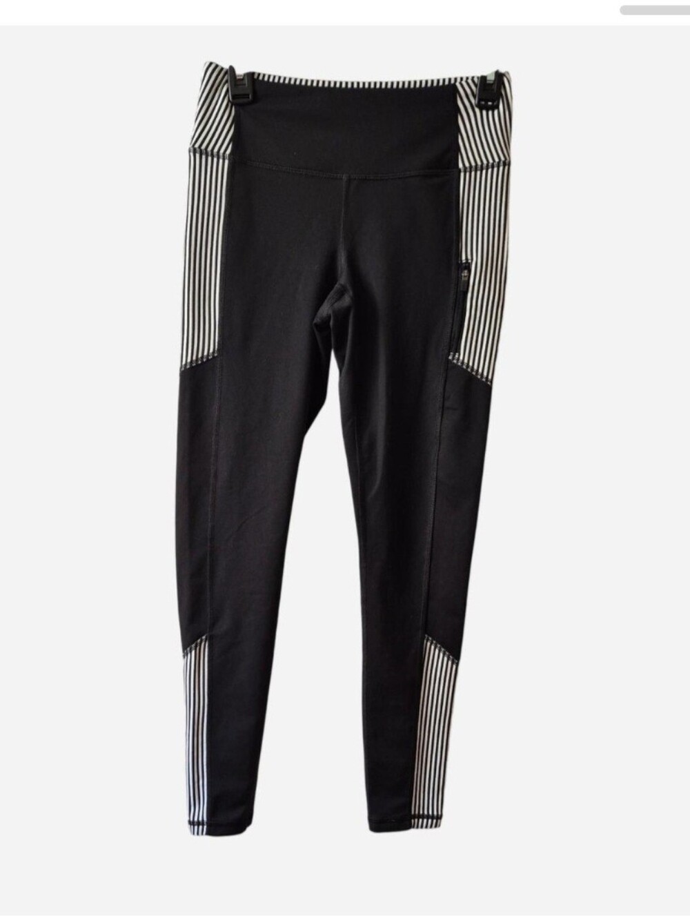 Lucy Activewear Black & White Striped Pocket Leggings Regular Size M/M
